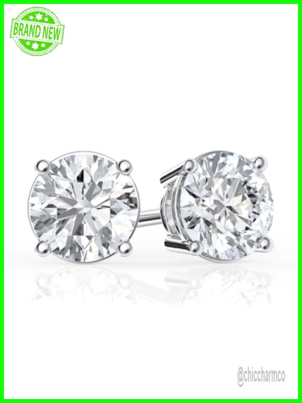 Lab Grown Diamond Stud Earrings 14K White Gold 2 cttw Brilliant Cut